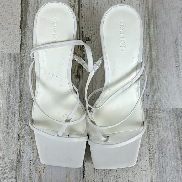 Open Edit womens sz 8B White wedge heel open toe sandals - Picture 2 of 7